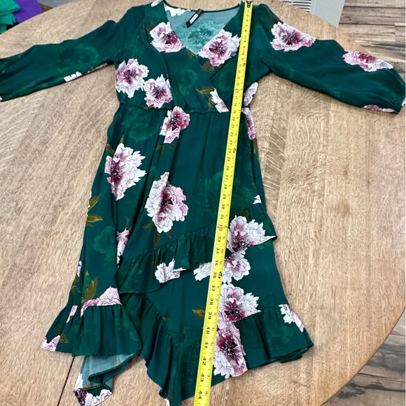 Aleah Dress Plenty by Tracy Reese Anthropologie Floral Faux Wrap Green medium - Picture 15 of 16